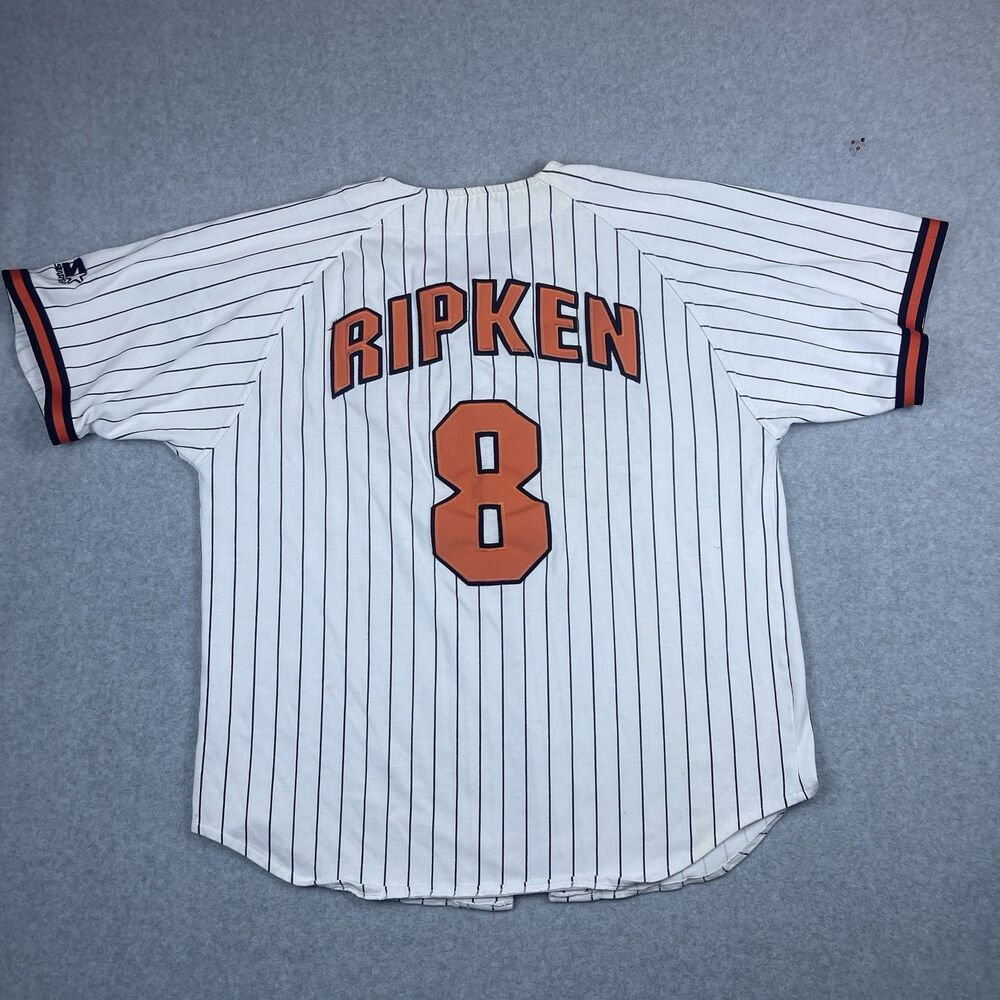 Vintage 90s Starter Cal Ripken Jr Baltimore Orioles Pinstripe Jersey Men's Large